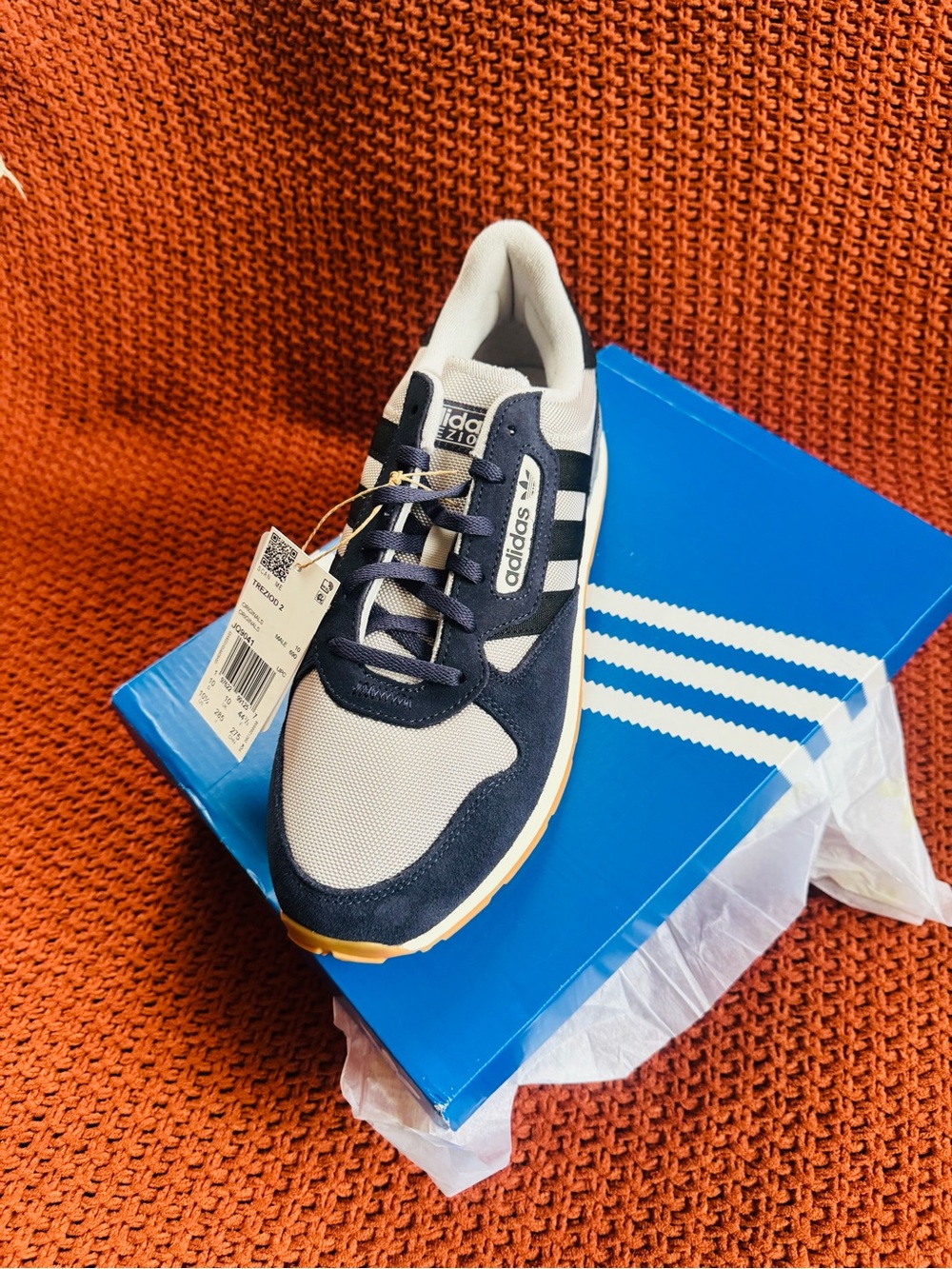 adidas Men's Treziod 2  Navy, White and Gum Retro Sneaker